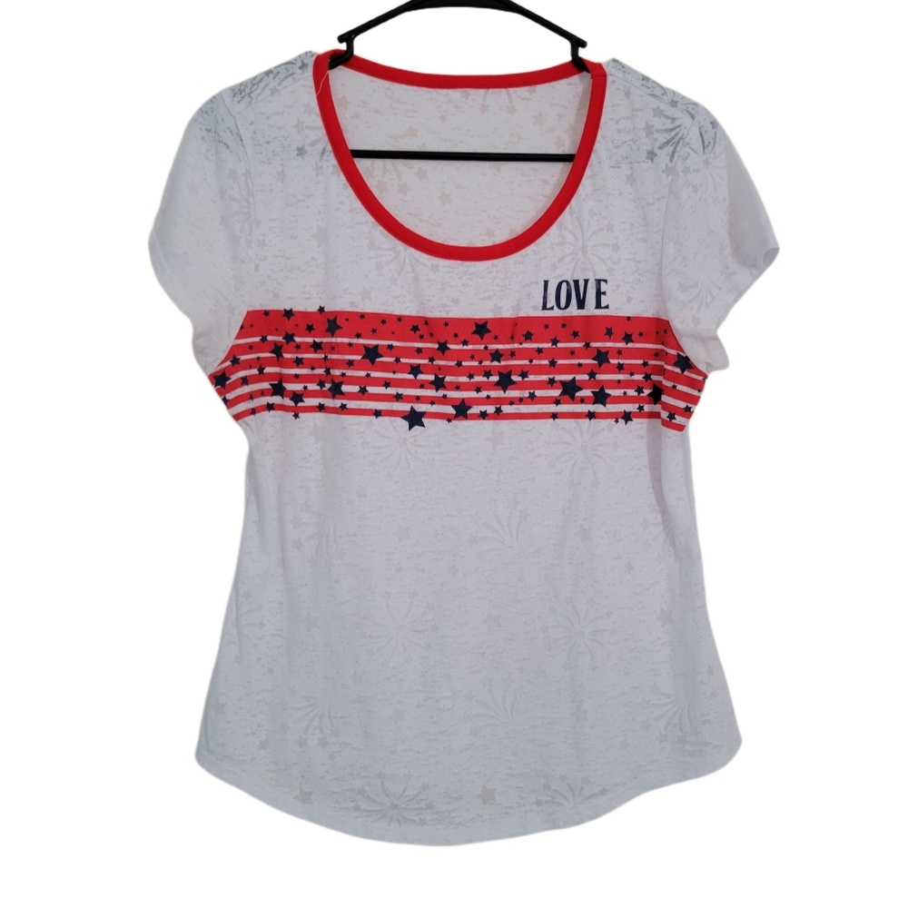 Unbranded Sheer Patriotic Love Tshirt - Size M/L - Festive 4th Of July